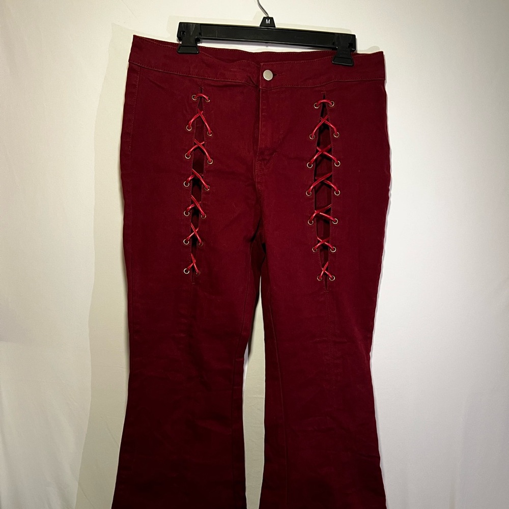 CIDER WOMENS BURGUNDY JEANS - Picture 6 of 8